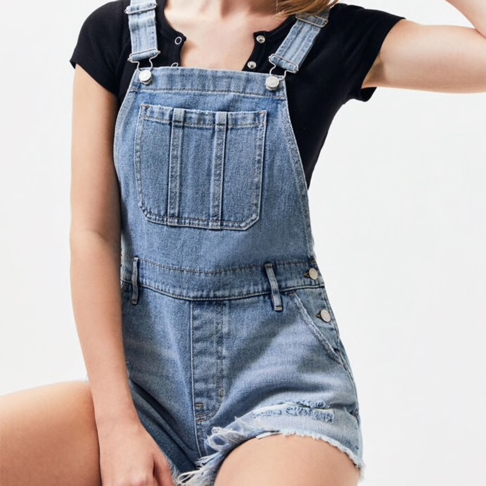 PacSun Distressed Favorite Denim Shorts Overalls